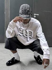 Manfinity VCAY Men's Letter And Number Print Crew Neck Long Sleeve Sweatshirt