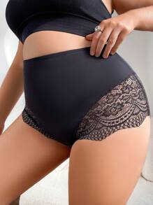 Quần lót ren gợi cảm cạp cao cỡ lớn - màu đen - Xem 1