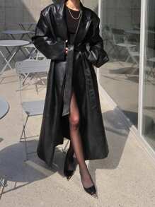 DAZY Veste longue décontractée à manches longues pour femmes, vêtement d'extérieur régulier de couleur unie pour l'automne