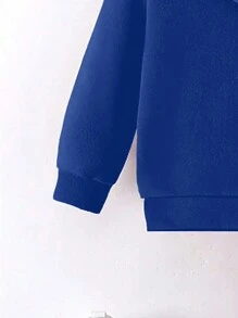 男婴套装，休闲别致巴黎彩色块字母连帽衫 - 藍色 - 查看 4