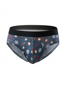 3pcs/Pack Men's Snowflake Print Comfortable Triangular Underwear - Multicolor - View 3