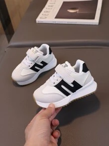 1 par de zapatos deportivos de PU para niño/niña, tenis casuales diarios con para niños - Caqui - Ver 6