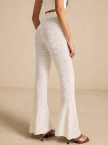 Poéselle Women's Fashion Solid Color Flare Leg Knit Pants FW24