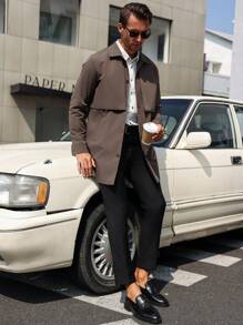 Manfinity Bizformal Chaqueta casual de hombre con botones al frente, ideal para usar diariamente en otoño, abrigo de para salir, regalo para amigos, esposo o novio