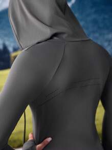 SHEIN Outdoor Urban Autumn Casual Breathable Fitted Hooded Sweatshirt - Dark Grey - View 9