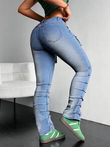 SHEIN ICON Quần Jeans Skinny Ombre Washed Casual dành cho Nữ - Rửa nhẹ - Xem 3