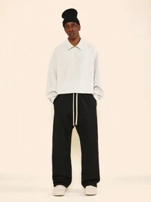 SUMWON Chemise polo premium super lourde et gaufrée, avec manches longues et coupe courte