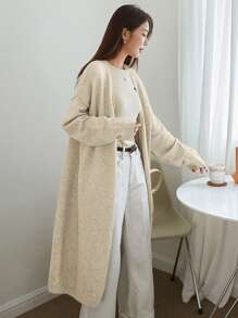 DAZY Solid Drop Shoulder Duster Cardigan,Fall Clothes