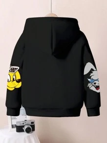 SHEIN Leap Crew Cool Rabbits Tween Boy Casual Minimalist Cartoon Rabbit Pattern Loose Fit Long Sleeve Sweatshirt, Suitable For Autumn/Winter - Multicolor - View 3