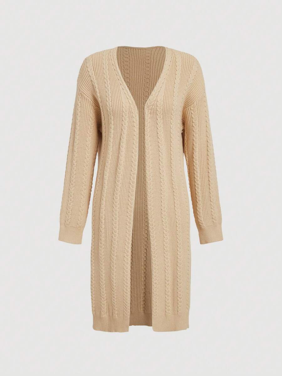 SHEIN MOD Cardigan long en tricot kaki rétro, pull tricoté rétro, pull ample, pull casual, pull style nomade, pull automne et hiver, tenues de cowgirl pour femmes