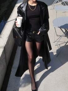 DAZY Veste longue décontractée à manches longues pour femmes, vêtement d'extérieur régulier de couleur unie pour l'automne