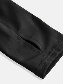 SHEIN Girlism Teen Girl Black Mock Neck Zipper Activewear Set With Jacket & Leggings, Sportswear Set, College Style Set, Jogging Set - Black - View 4