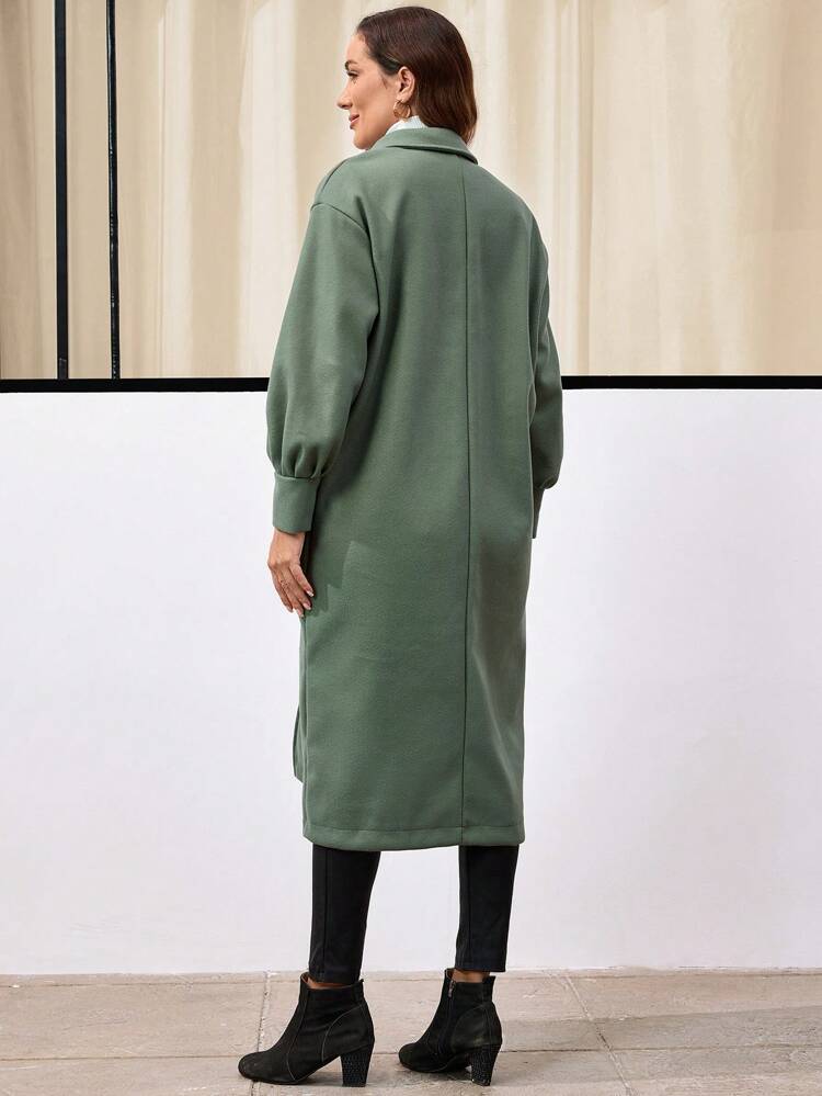 Women Long Solid Color Woolen Coat, Casual For Autumn/Winter