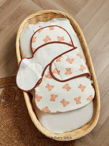 1件装 Cozy Pixies 柔软保暖加厚小熊印花襁褓睡袋 - 彩色 - 查看 3