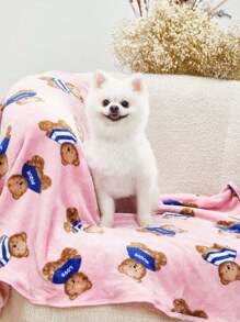 PETSIN 可爱粉红熊印花温暖宠物毯 - 彩色 - 查看 1