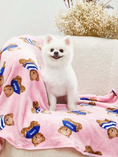PETSIN Coperta calda per animali domestici con stampa di orsetti rosa carini
