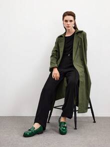 CUCCOO BIZCHIC Giày lười đế bằng thời trang nữ giản dị đa năng - màu xanh lá - Xem 2