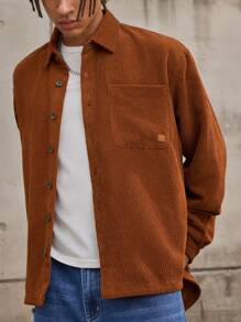 Forever 21 90's Oversized Cord Shirt In Tan Fall/Winter