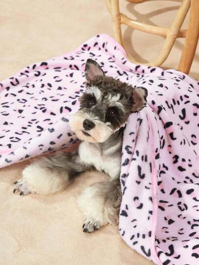 PETSIN Pink Leopard Pattern Soft & Warm Pet Blanket