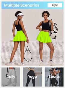 CourtClass Women's Skirt With Pocket, Suitable For Badminton, Tennis, Yoga, Fitness, Running, Marathon Athletic Skirt Three Pair - Green - View 8