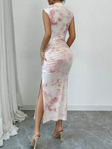 Firerie 女士花卉印花立领荷叶边腰无袖连衣裙 - 彩色 - 查看 7