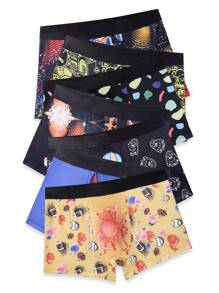7pcs/Set Men's Cartoon Printed Boxer Briefs - Multicolor - View 8