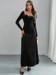 SHEIN Privé Abito da donna con vita in pizzo - nero - Visualizzare 4