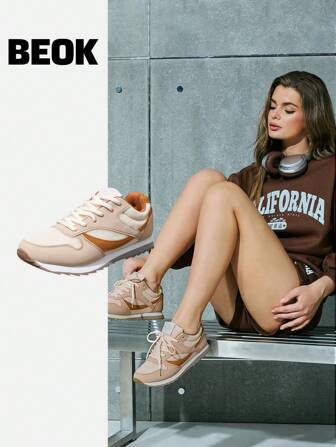 Beok Damen Retro Rundkopf Schnürsneaker mit weicher Sohle, bequeme Lässig Sneakers, atmungsaktive Sportschuhe für Damen und Herren, geeignet für Halloween, Weihnachten, Studenten, Skateboarding, Herbst und Winter als Lässig Sportschuhe