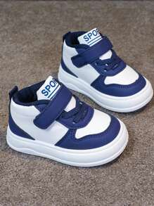 1 par de zapatillas casuales planas de media altura cómodas para uso diario de bebé/niño pequeño, adecuadas para todas las estaciones - Azul - Ver 4