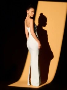 Lumalex Fall Winter Thanksgiving Outfit New Years Thanksgiving Rave Festival Outfits Formal Prom New Years Eve Outfit Concert Pparty BanquetHallMaxi White Women's Elegant 3D Orchid Floral Design Dress Autumn & Winter