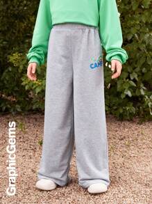Girls Loose Fit Letter Logo Sweatpants - Grey - View 1