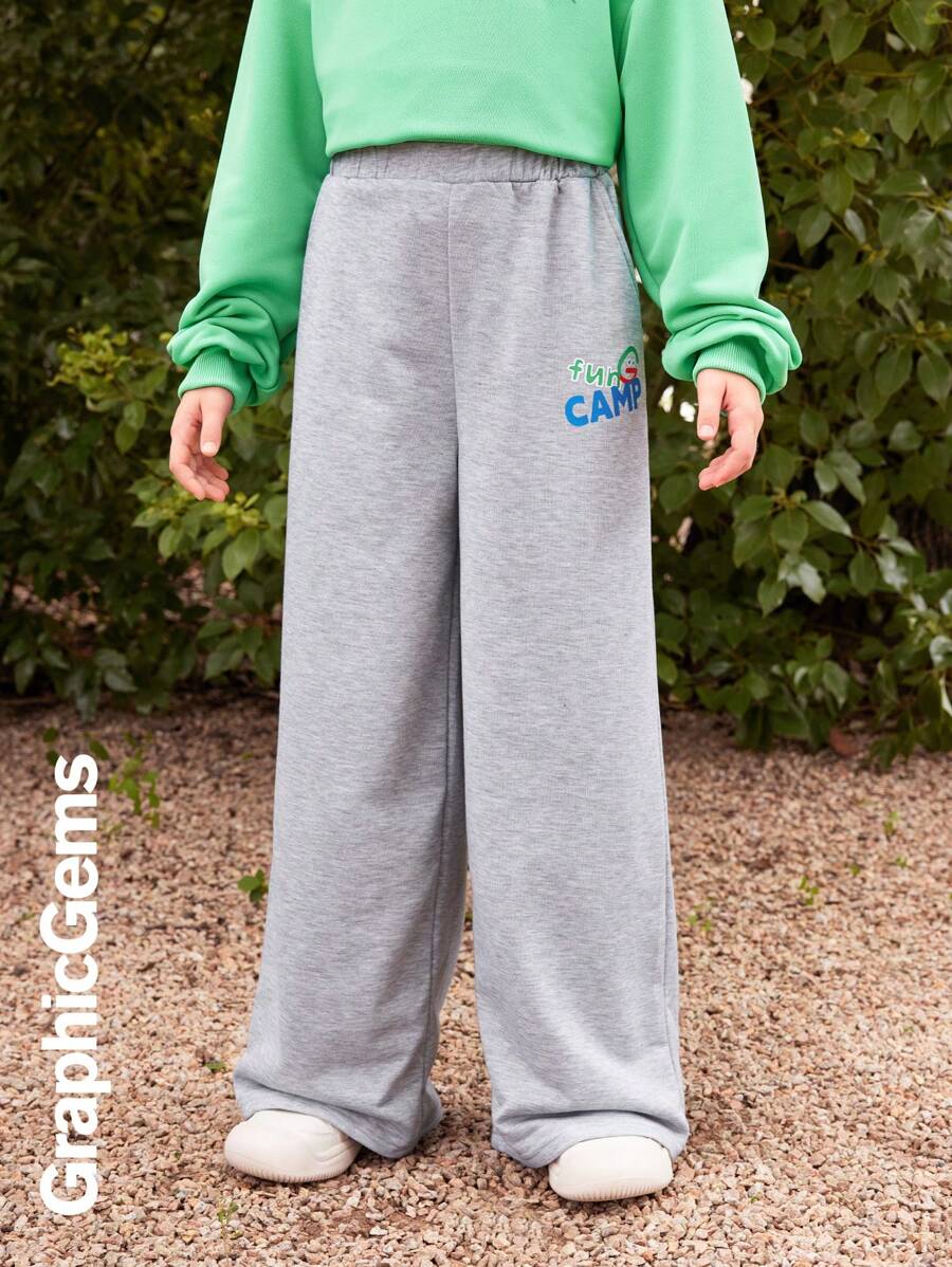 Girls Loose Fit Letter Logo Sweatpants - Grey - View 1