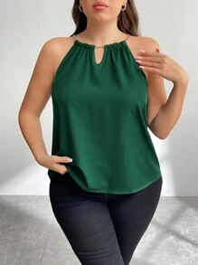 SHEIN Privé Parte superior tipo halter de unicolor elegante para tallas grandes, verano