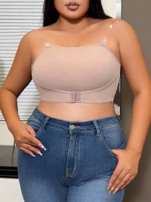 女士加大码舒适无钢圈全封闭文胸，1 件 - 棕色 - 查看 7