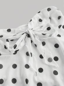 SHEIN MOD Women Vintage Polka Dot Front Knot Asymmetric Hem Fashionable Tube Top