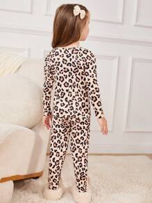 Cozy Pixies 2pcs Young Girl Wavy Pattern Soft Knitted Crew Neck Long Sleeve Top And Long Pants Snug Fit Pajama Set