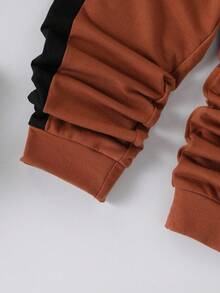 SHEIN 年轻男孩 2 件套字母撞色圆领长袖休闲运动衫和裤子套装，秋季 - 彩色 - 查看 7