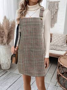 SHEIN LUNE Damen Lässig-Alltags-Latzkleid mit Doppeltaschen für den Herbst - Verschiedenfarbig - Übersicht 4