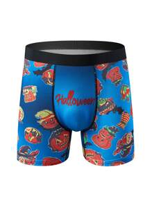 3pcs Men Comfortable Cartoon Halloween Printed Boxer Briefs - Multicolor - View 3