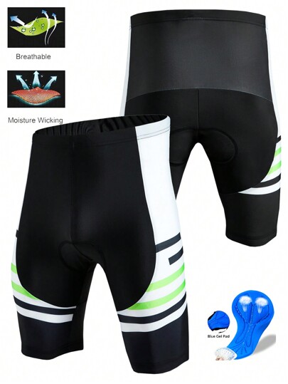 Manfinity Riding Short de vélo à la taille élastique avec imprimé rayures contrastées pour le cyclisme en extérieur