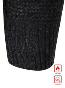 Manfinity Homme Áo khoác cardigan chắp vá cỡ lớn cho nam, Áo khoác cardigan đen giản dị dáng rộng cho mùa thu/đông, Quà tặng cho chồng, Bạn trai, Áo dài tay - màu đen - Xem 3