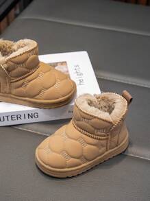 1 双幼儿/婴儿柔软保暖内衬平底雪地靴，适合雪天和户外活动，秋冬穿着