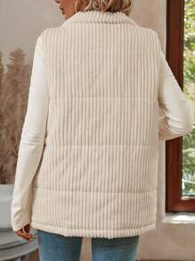 EMERY ROSE Women's Casual Warm Button-Up Padded Vest Jacket, Winter - Apricot - View 2