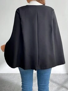 SHEIN Essnce Áo khoác Blazer dáng rộng không tay cỡ lớn - màu đen - Xem 2