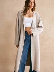 Poéselle Áo khoác cardigan dài rộng rãi màu trơn đơn giản cho nữ, Áo khoác cardigan dệt kim đơn giản màu trơn cho nữ, Quần áo mùa thu cho nữ, Quần áo mùa đông cho nữ, Áo len nữ, Vải ấm mềm mại và thoải mái, Đơn giản và thời trang, Phong cách tiền cũ, Thích hợp cho trang phục hàng ngày trên phố, đi làm, mặc ở nhà, Áo khoác cardigan dài rộng rãi màu kaki đơn giản cho nữ mùa đông, Trang phục thường ngày, FW24 - Màu be - Xem 5