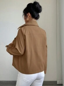 Chiquease Abrigo corto casual y recto de estilo holgado para mujeres