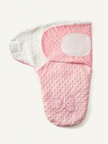 Cozy Pixies 1pc Soft Double-Layer Baby Swaddle Blanket With Pink Bow Embroidery - Pink - View 8