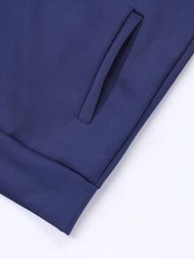 Manfinity Fitness 2pcs Boyfriend Style Men Letter Print Ombre Jacket And Pants Sports Tracksuit Set - Royal Blue - View 8