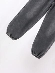 2 件套男童休闲百搭百搭美式街头风格洗水牛仔套装 - 黑色 - 查看 5