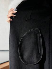 MOTF PREMIUM WOOL CONTRAST FLUFFY COLLAR OVERCOAT